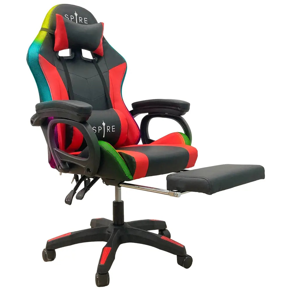 Intex Spire Onyx Led Massage Gaming Chair - Red And Black - Furniture > Bar Stools & Chairs > Massage Chairs