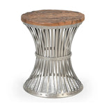 INVERTED WOOD AND IRON SIDE TABLE - Furniture > Living Room > Side Tables