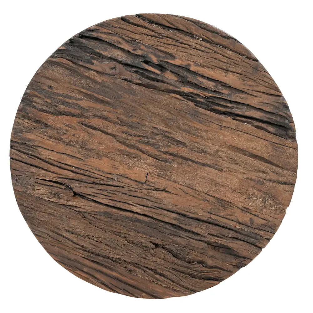 INVERTED WOOD AND IRON SIDE TABLE - Furniture > Living Room > Side Tables