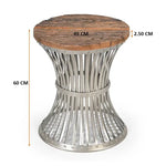 INVERTED WOOD AND IRON SIDE TABLE - Furniture > Living Room > Side Tables