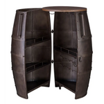Iron Barrel Shaped Wine Rack Bar with Wheels - Furniture > Living Room