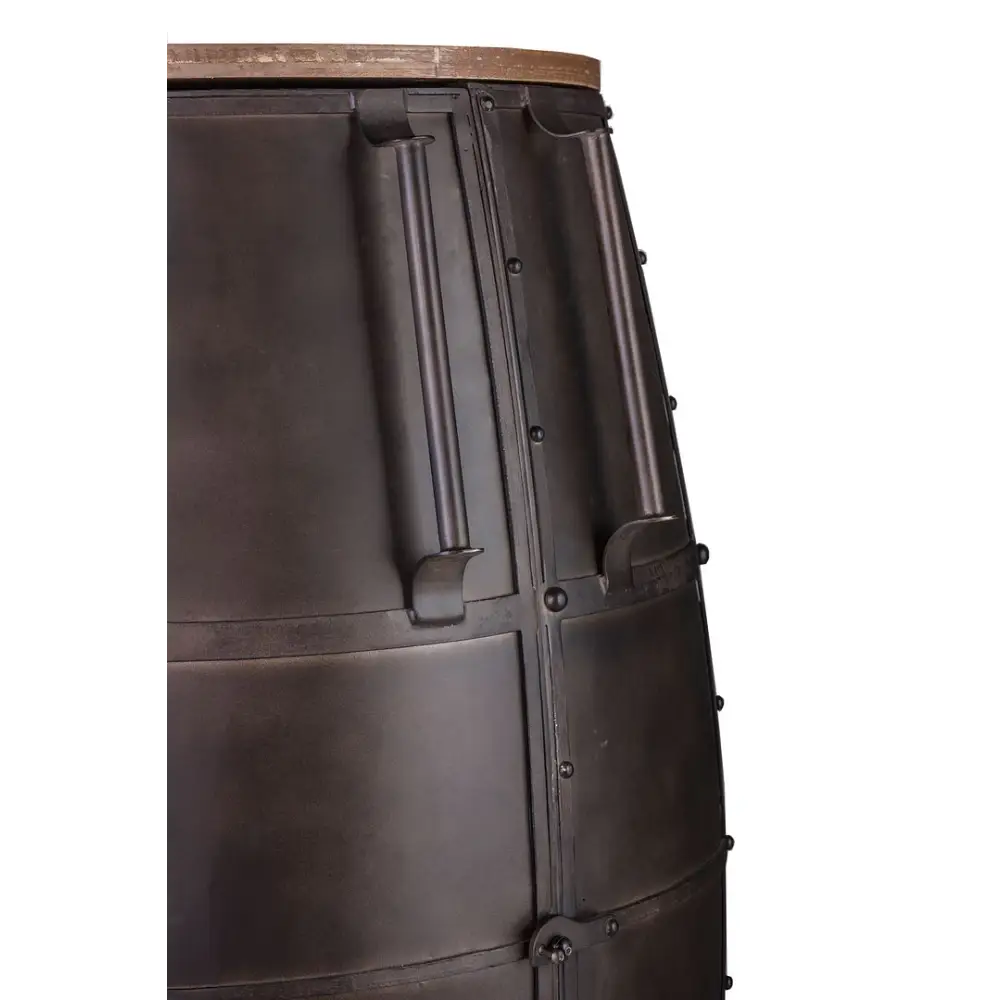 Iron Barrel Shaped Wine Rack Bar with Wheels - Furniture > Living Room