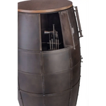 Iron Barrel Shaped Wine Rack Bar with Wheels - Furniture > Living Room