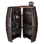 Iron Barrel Shaped Wine Rack Bar with Wheels - Furniture > Living Room