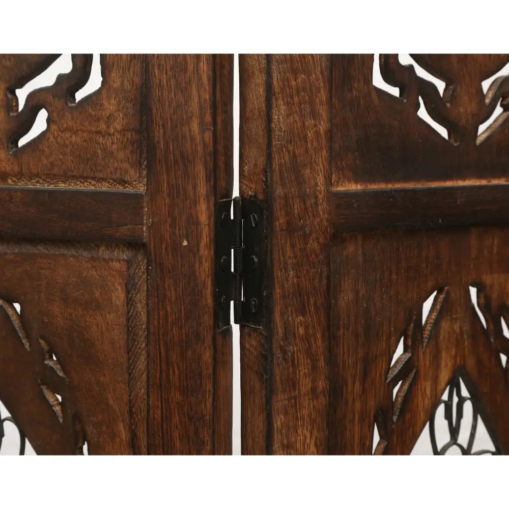 Iron Jali 4 Panel Room Divider Screen Privacy Shoji Timber Wood Stand - Burnt - Furniture > Bedroom > Room Dividers