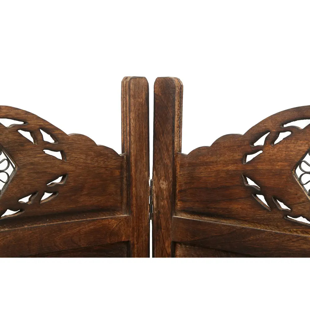 Iron Jali 4 Panel Room Divider Screen Privacy Shoji Timber Wood Stand - Burnt - Furniture > Bedroom > Room Dividers