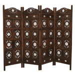 Iron Jali 4 Panel Room Divider Screen Privacy Shoji Timber Wood Stand - Burnt - Furniture > Bedroom > Room Dividers