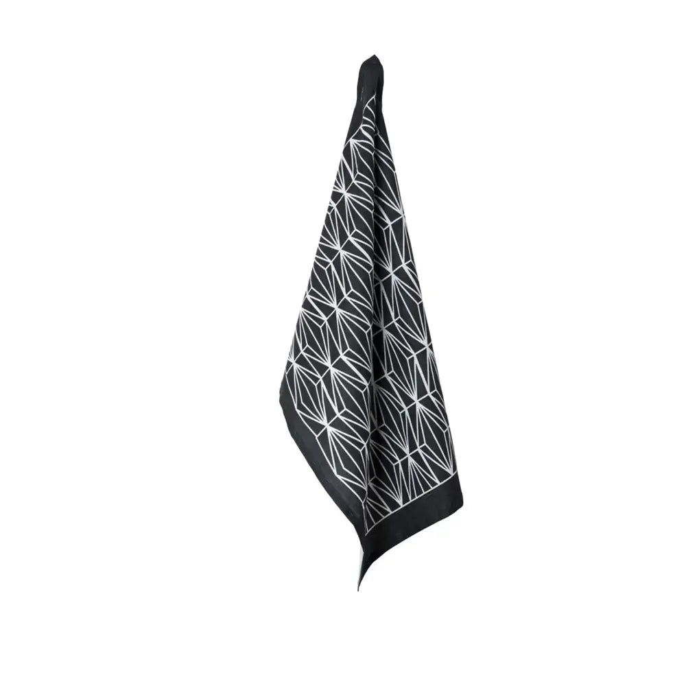 J.Elliot Home 100% Linen Print Tea Towel Zelah Charcoal - Home & Garden > Kitchenware
