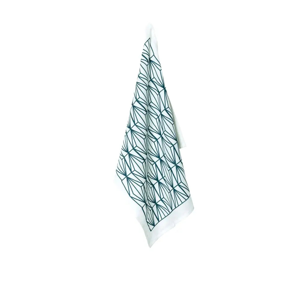 J.Elliot Home 100% Linen Print Tea Towel Zelah Teal - Home & Garden > Kitchenware