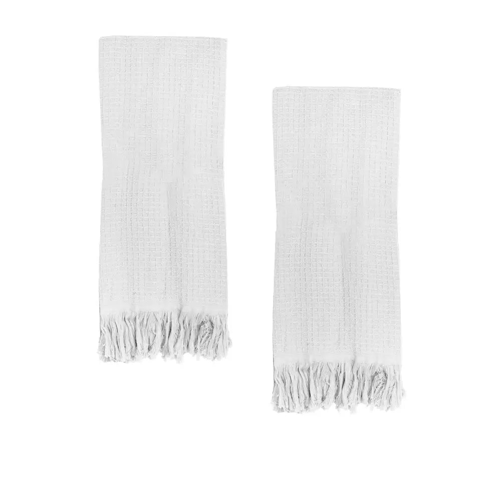 J Elliot Home 400GSM Camila Set of 2 Cotton Waffle Hand Towels 45 x 65 cm Cloud White - Home & Garden > Bathroom