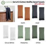 J Elliot Home 400GSM Camila Set of 2 Cotton Waffle Hand Towels 45 x 65 cm Pistachio - Home & Garden > Bathroom
