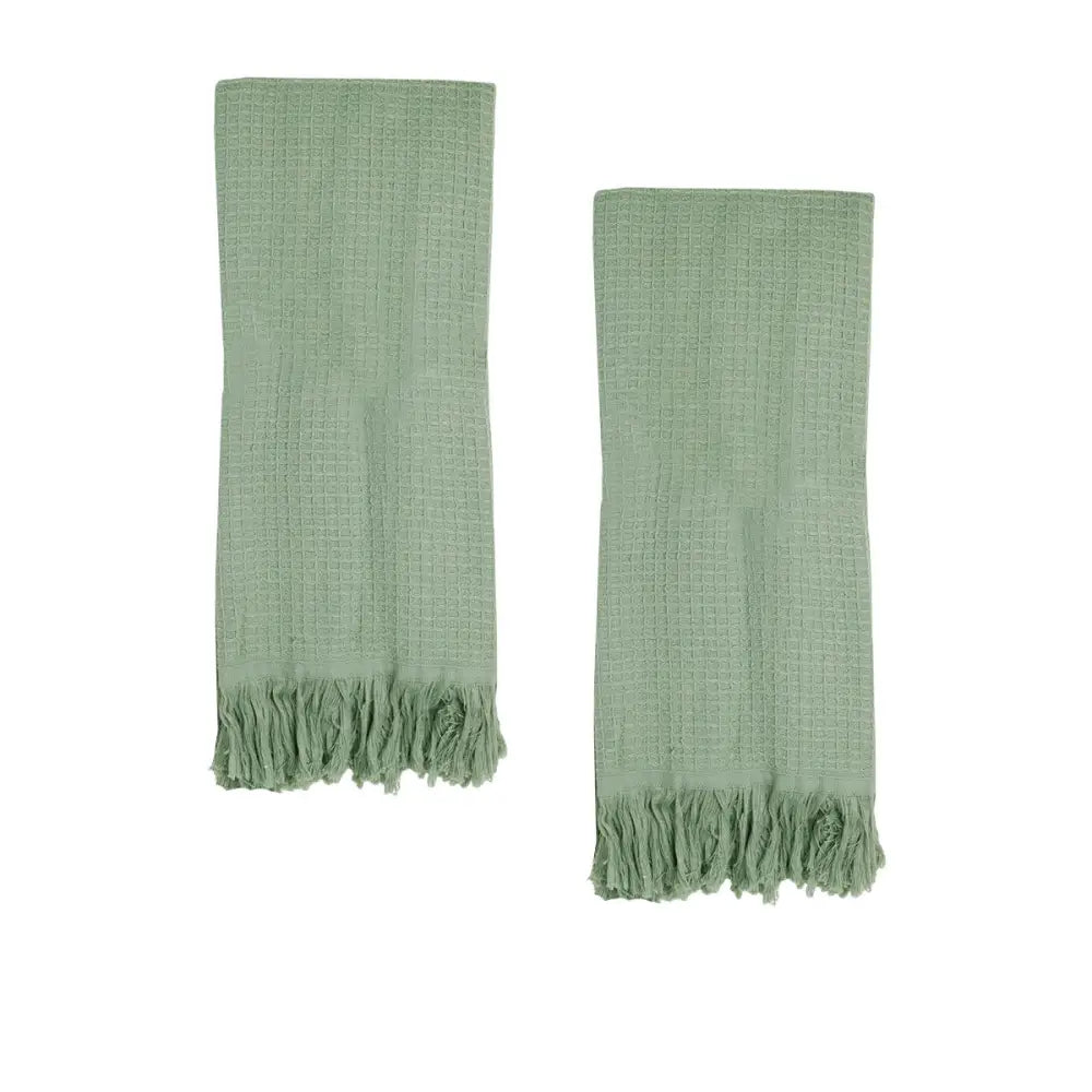 J Elliot Home 400GSM Camila Set of 2 Cotton Waffle Hand Towels 45 x 65 cm Pistachio - Home & Garden > Bathroom