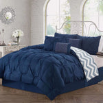 J Elliot Home 6 Pcs Ella Navy Comforter Set Single - Home & Garden > Bedding > Quilts & Duvets