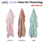 J Elliot Home Archie Sage Faux Fur Throw Rug 130 x 160cm - Home & Garden > Bedding