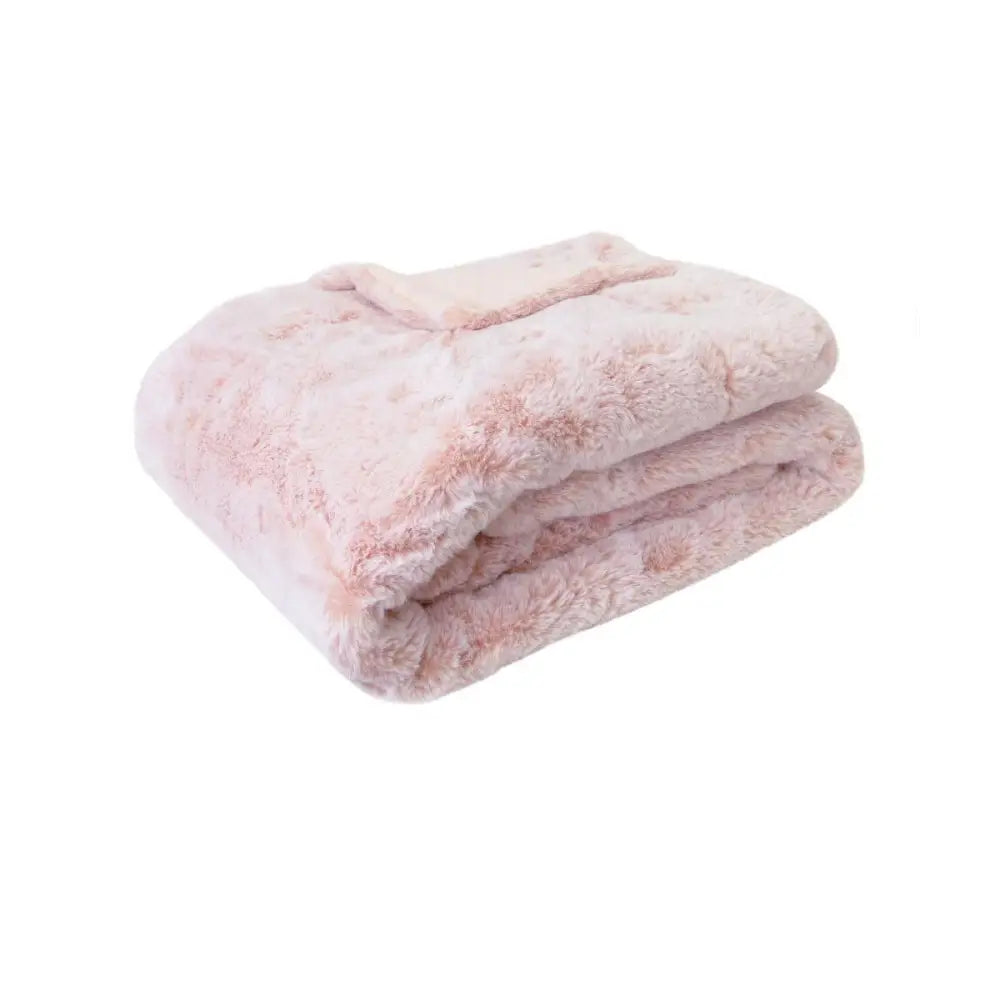 J Elliot Home Archie Soft Pink Faux Fur Throw Rug 130 x 160cm - Home & Garden > Bedding