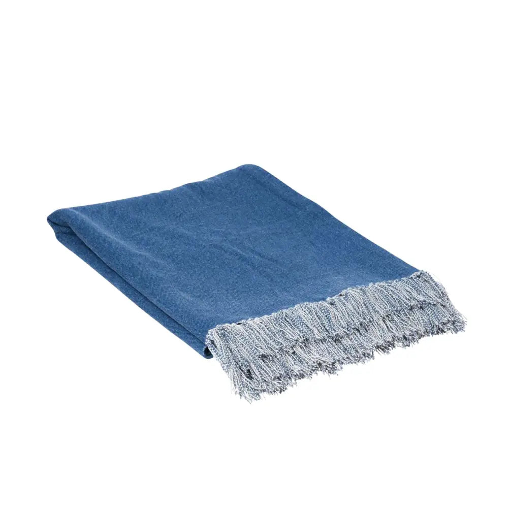 J.Elliot Home Idris Cotton Throw Santorini Blue Home - Home & Garden > Bedding