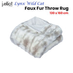 J Elliot Home Lynx Wild Cat Faux Fur Throw Rug 130 x 160cm - Home & Garden > Bedding