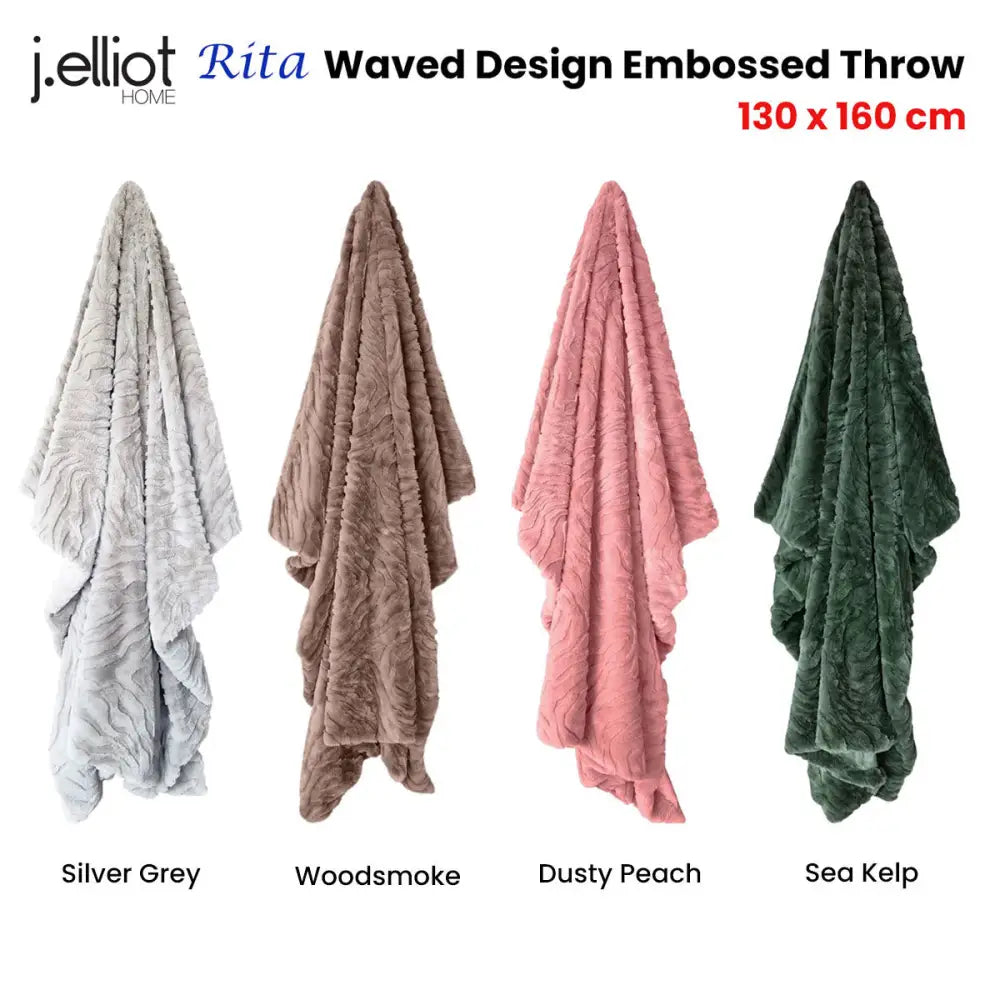 J Elliot Home Rita Dusty Peach Faux Mohair Throw Rug 130 x 160cm - Home & Garden > Bedding