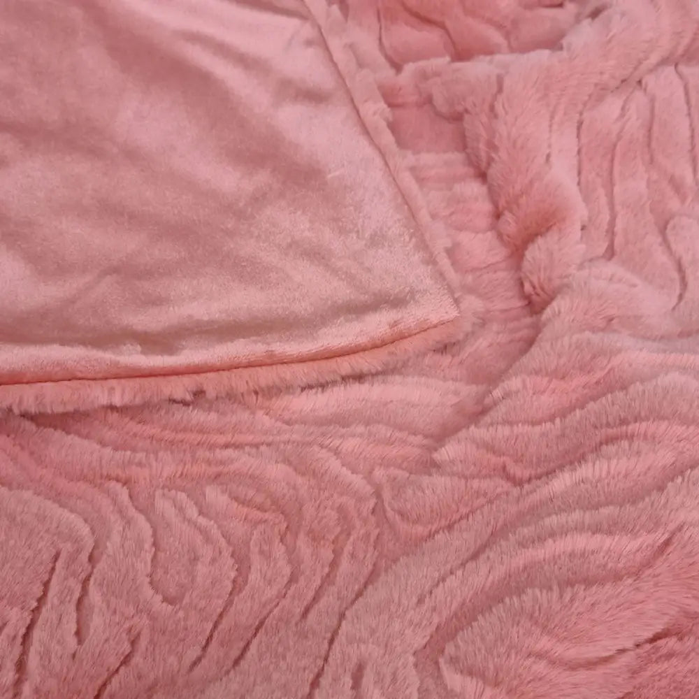 J Elliot Home Rita Dusty Peach Faux Mohair Throw Rug 130 x 160cm - Home & Garden > Bedding