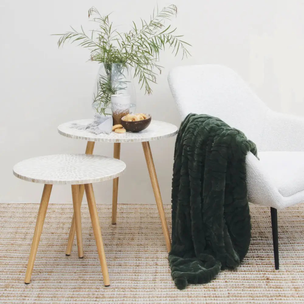 J Elliot Home Rita Sea Kelp Faux Mohair Throw Rug 130 x 160cm - Home & Garden > Bedding