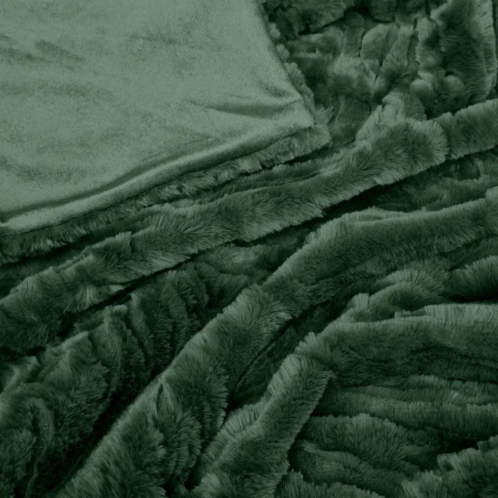 J Elliot Home Rita Sea Kelp Faux Mohair Throw Rug 130 x 160cm - Home & Garden > Bedding