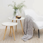 J Elliot Home Rita Silver Grey Faux Mohair Throw Rug 130 x 160cm - Home & Garden > Bedding