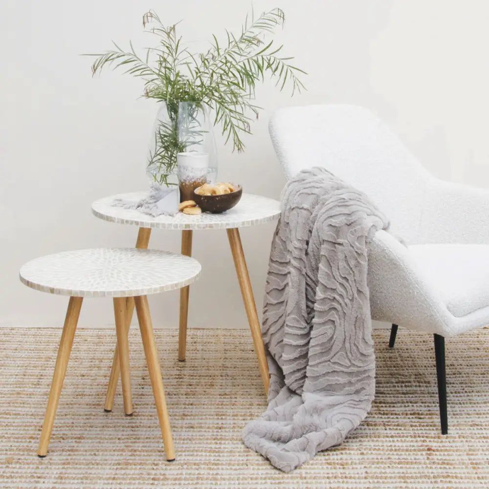 J Elliot Home Rita Silver Grey Faux Mohair Throw Rug 130 x 160cm - Home & Garden > Bedding