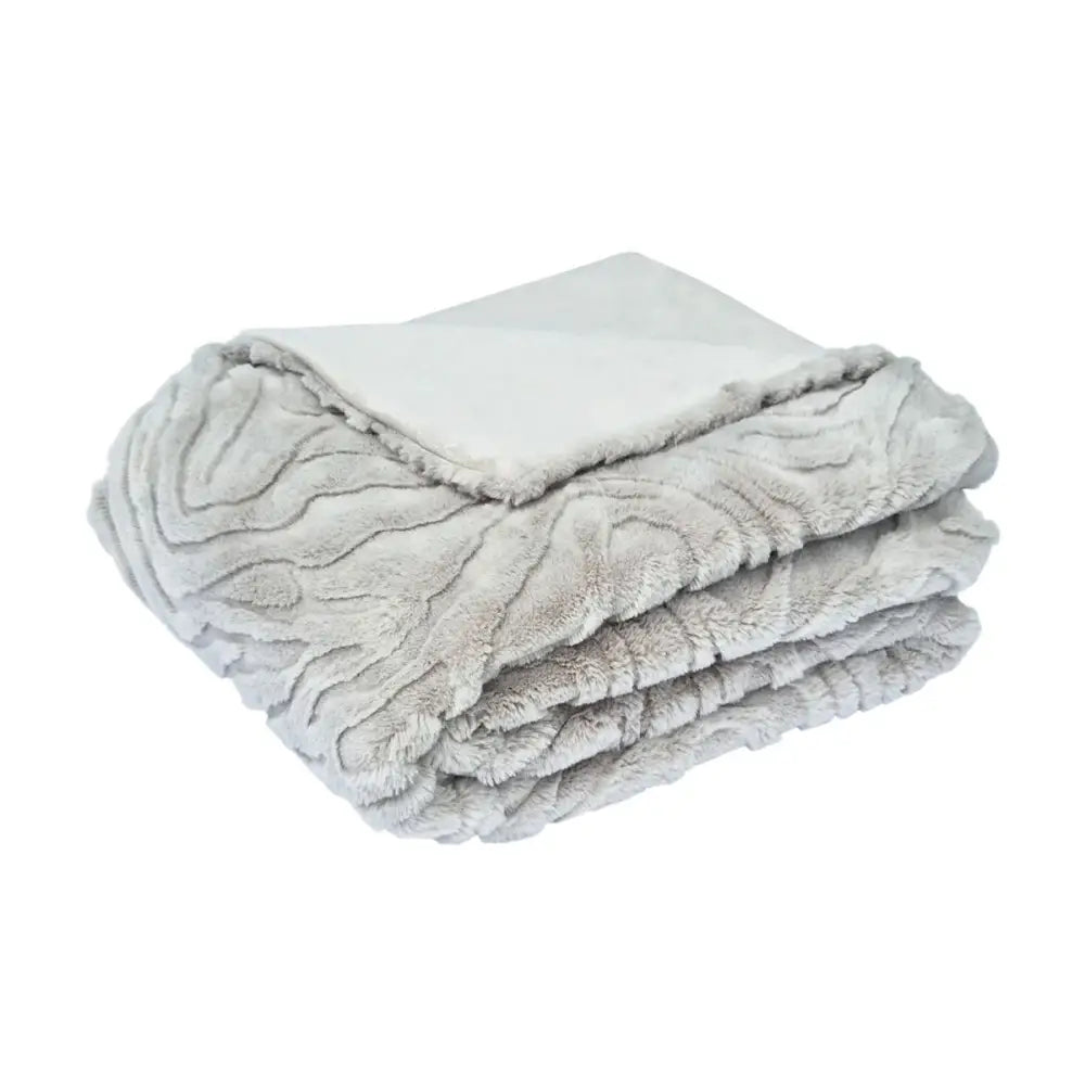 J Elliot Home Rita Silver Grey Faux Mohair Throw Rug 130 x 160cm - Home & Garden > Bedding