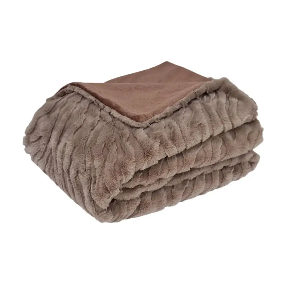 J Elliot Home Rita Woodsmoke Faux Mohair Throw Rug 130 x 160cm - Home & Garden > Bedding