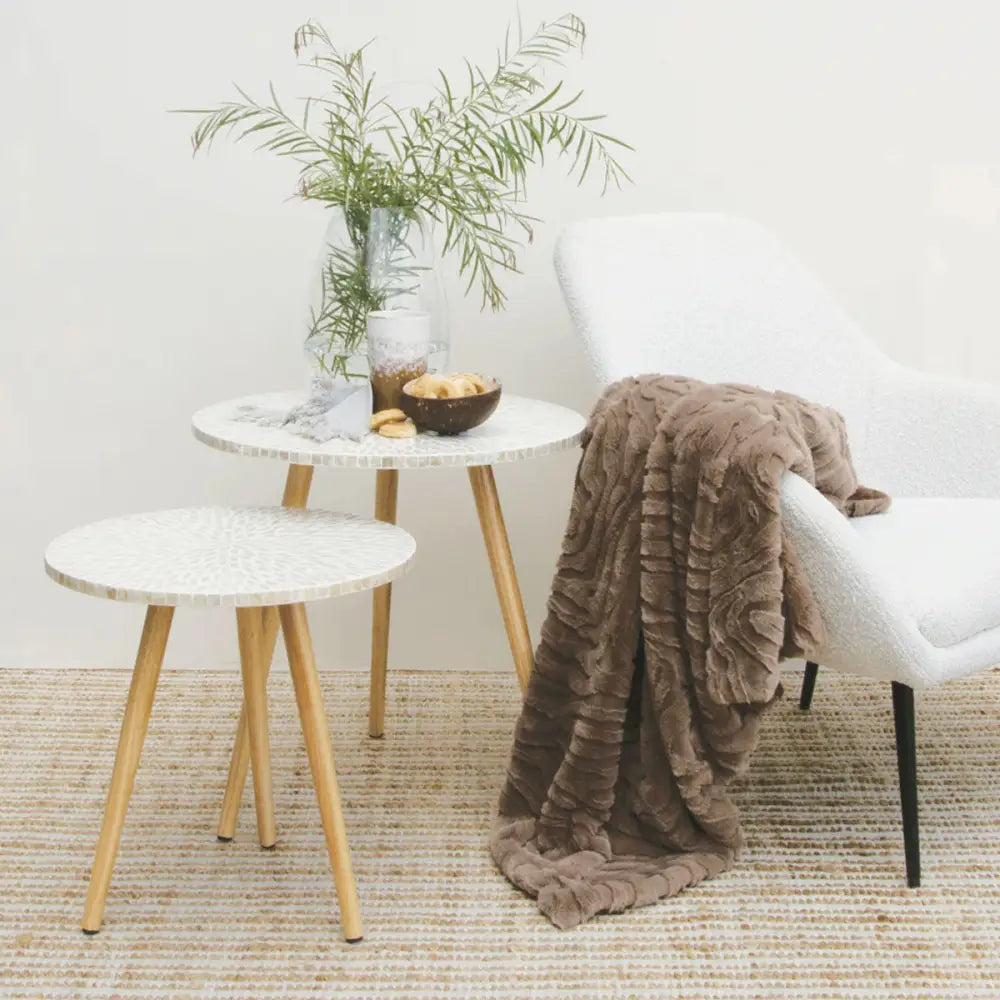 J Elliot Home Rita Woodsmoke Faux Mohair Throw Rug 130 x 160cm - Home & Garden > Bedding