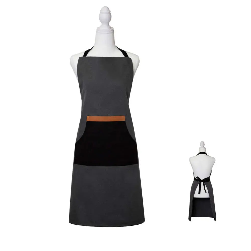 J Elliot Home Selby Cotton Apron 83 x 68 cm Charcoal & Black - Home & Garden > Kitchenware