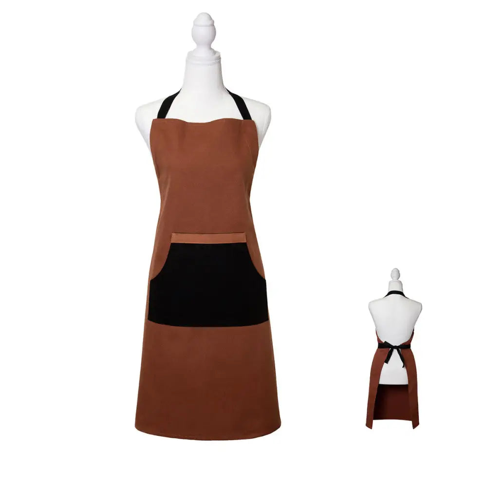J Elliot Home Selby Cotton Apron 83 x 68 cm Ginger & Black - Home & Garden > Kitchenware