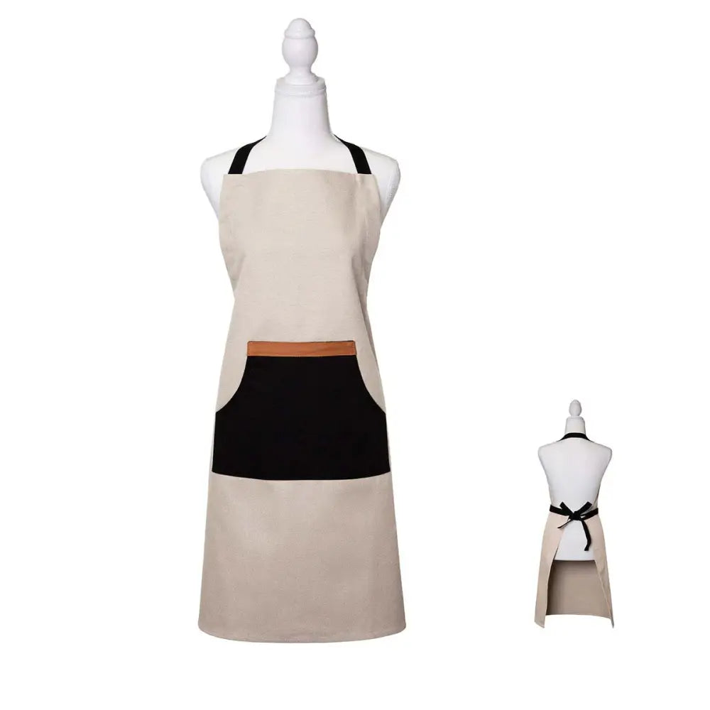 J Elliot Home Selby Cotton Apron 83 x 68 cm Sandstone & Black - Home & Garden > Kitchenware
