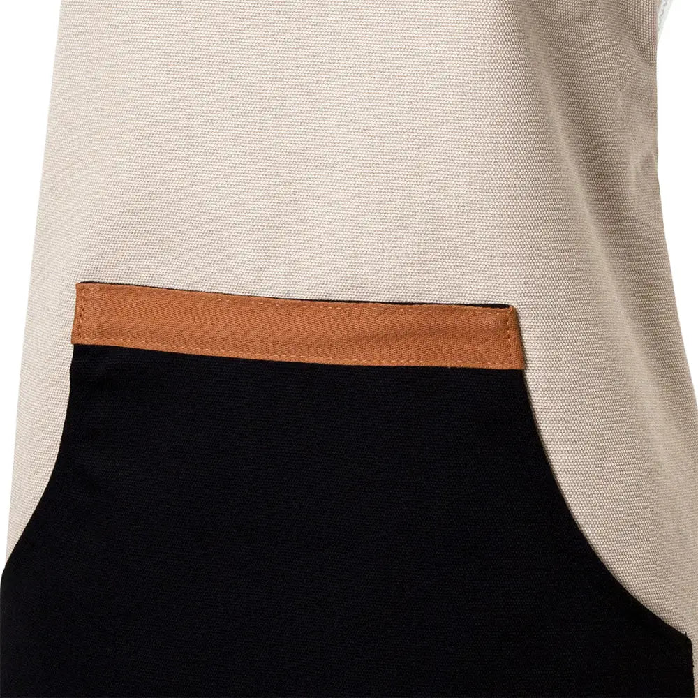 J Elliot Home Selby Cotton Apron 83 x 68 cm Sandstone & Black - Home & Garden > Kitchenware