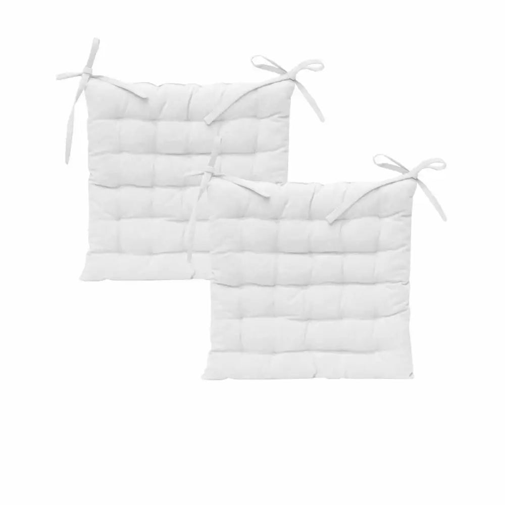 J Elliot Home Set of 2 Outdoor 100% Cotton Chair Pads 40 x 40 cm Solid White - Home & Garden > Decor > Cushions & Throws