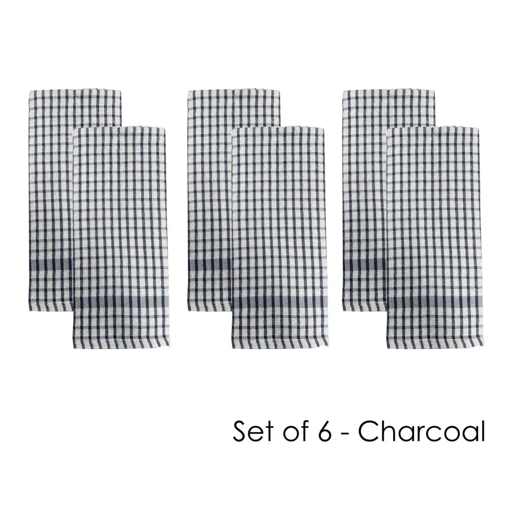 J.Elliot Home Set of 6 Elly Terry Tea Towels Charcoal - Home & Garden > Kitchenware