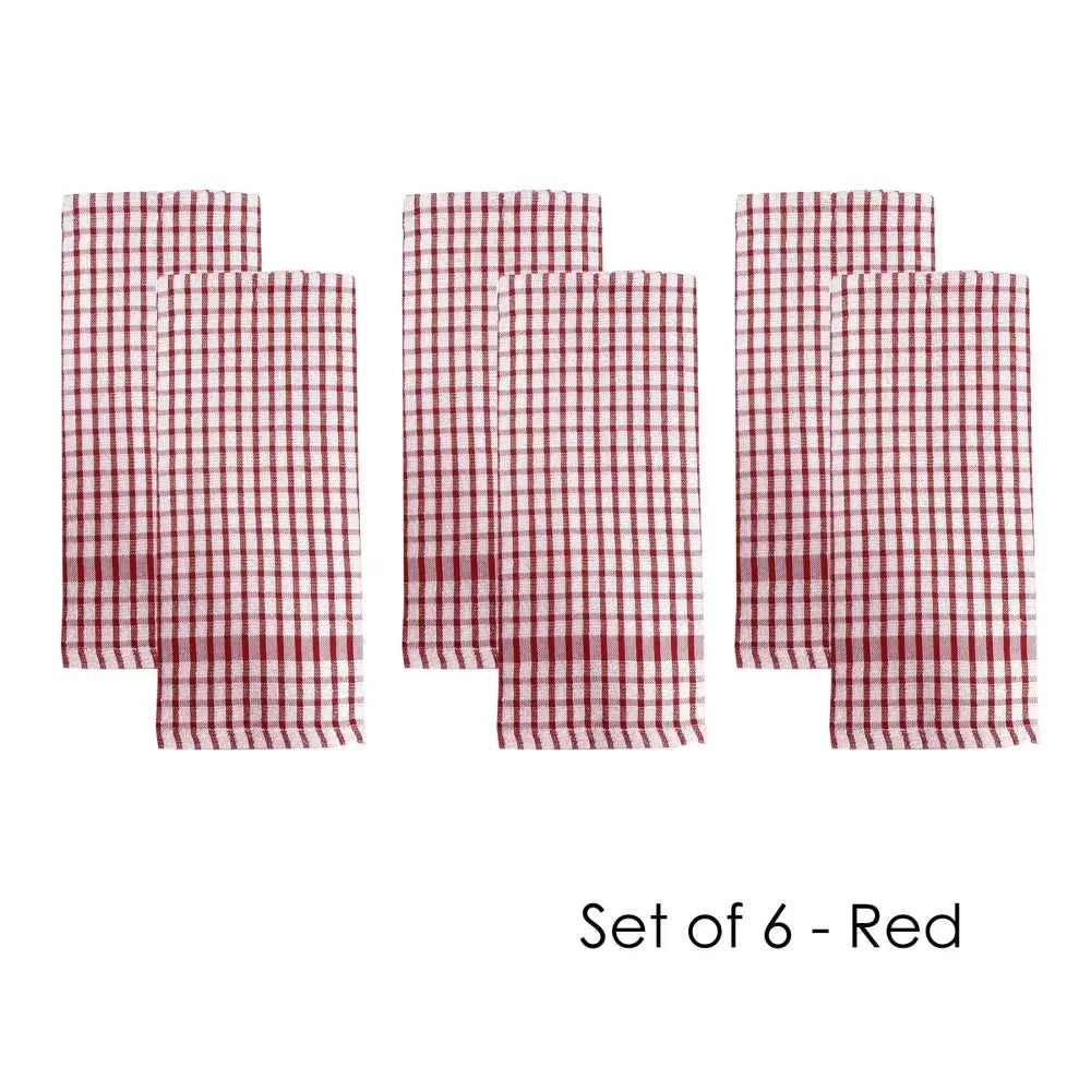 J.Elliot Home Set of 6 Elly Terry Tea Towels Red - Home & Garden > Kitchenware