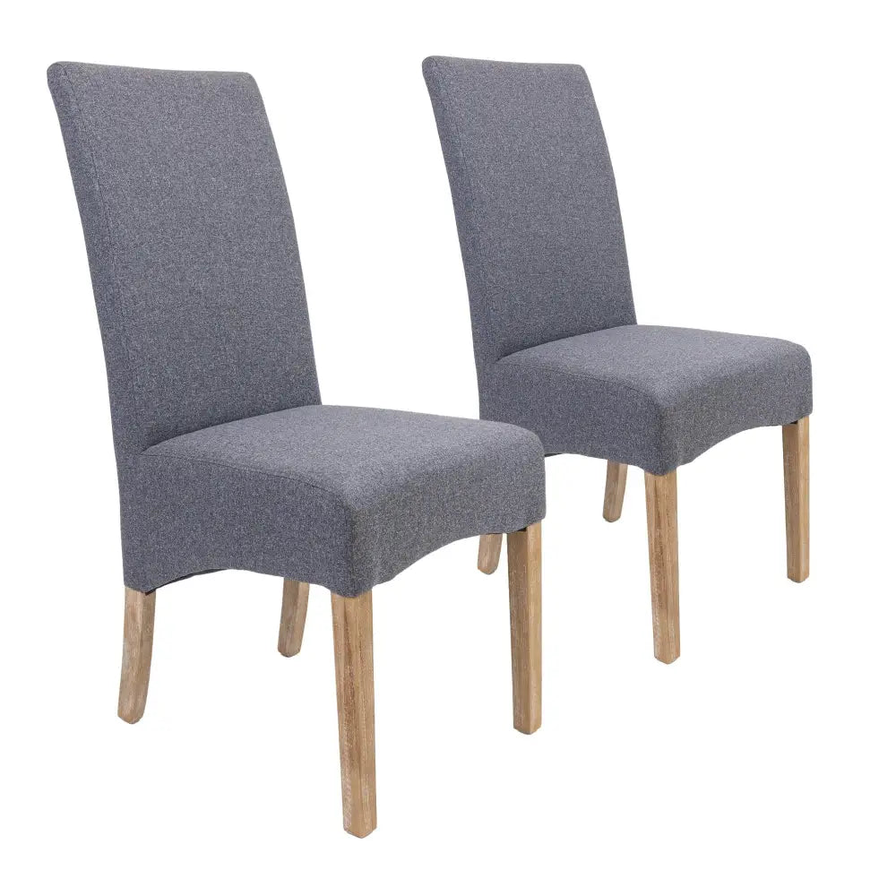 Jackson Dining Chair Set of 2 Fabric Seat Solid Pine Wood Furniture - Grey - Furniture > Dining