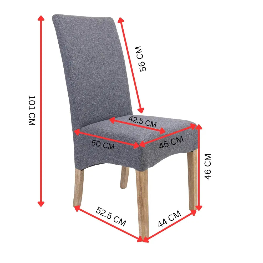 Jackson Dining Chair Set of 4 Fabric Seat Solid Pine Wood Furniture - Grey - Furniture > Dining