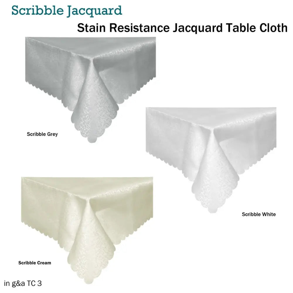 Jacquard Table Cloth Scribble Grey 150 x 270 cm - Home & Garden > Kitchenware