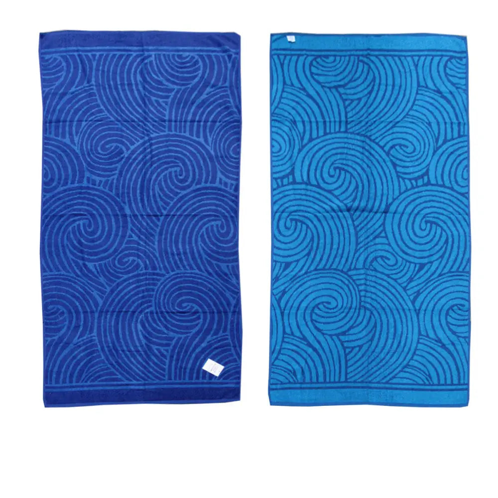 Jacquard Velour Reversible Beach Towel Blue Swirls - Home & Garden > Bathroom Accessories