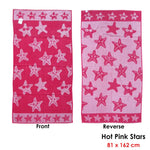 Jacquard Velour Reversible Beach Towel Hot Pink Stars - Home & Garden > Bathroom Accessories