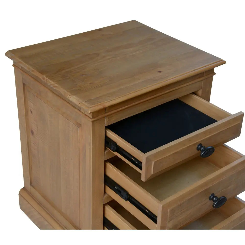 Jade Bedside Tables 3 Drawers Storage Cabinet End Nightstand Table - Natural - Furniture > Bedroom