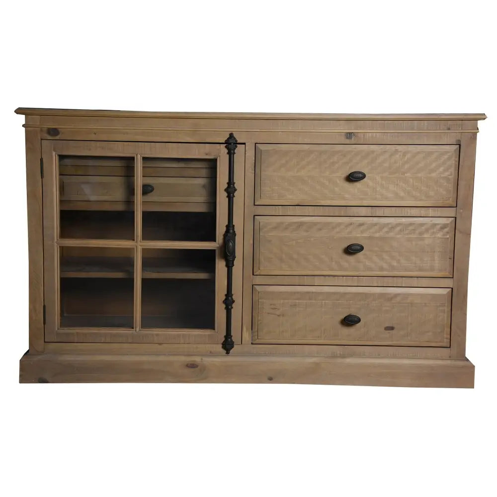 Jade Dresser 5 Chest of Drawers 1 Door Bed Storage - Natural - Furniture > Bedroom