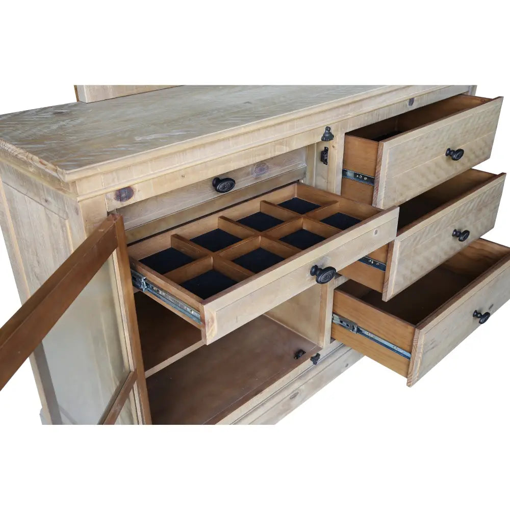 Jade Dresser 5 Chest of Drawers 1 Door Bed Storage - Natural - Furniture > Bedroom