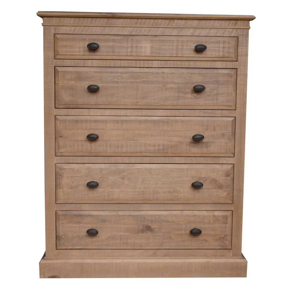 Jade Tallboy 5 Chest of Drawers Bed Storage Stand - Natural - Furniture > Bedroom