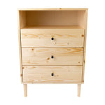 Jamie Tallboy 3 Chest of Drawers Solid Pine Wood Bed Storage - Natural - Furniture > Bedroom