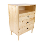 Jamie Tallboy 3 Chest of Drawers Solid Pine Wood Bed Storage - Natural - Furniture > Bedroom