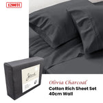 Jane Barrington 1200TC Olivia Cotton Rich Sheet Set 40cm Wall Charcoal King - Home & Garden > Bedding > Bed Sheets