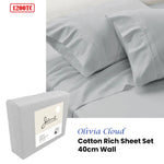 Jane Barrington 1200TC Olivia Cotton Rich Sheet Set 40cm Wall Cloud Queen - Home & Garden > Bedding > Bed Sheets